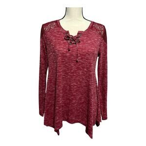 Style & Co. Women's Red Long Sleeve Shirt Size XS New